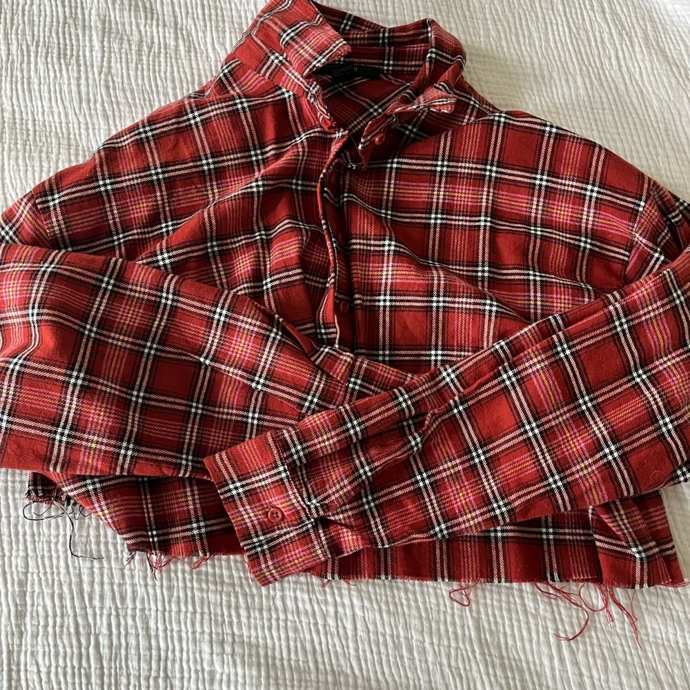 Red cropped flannel